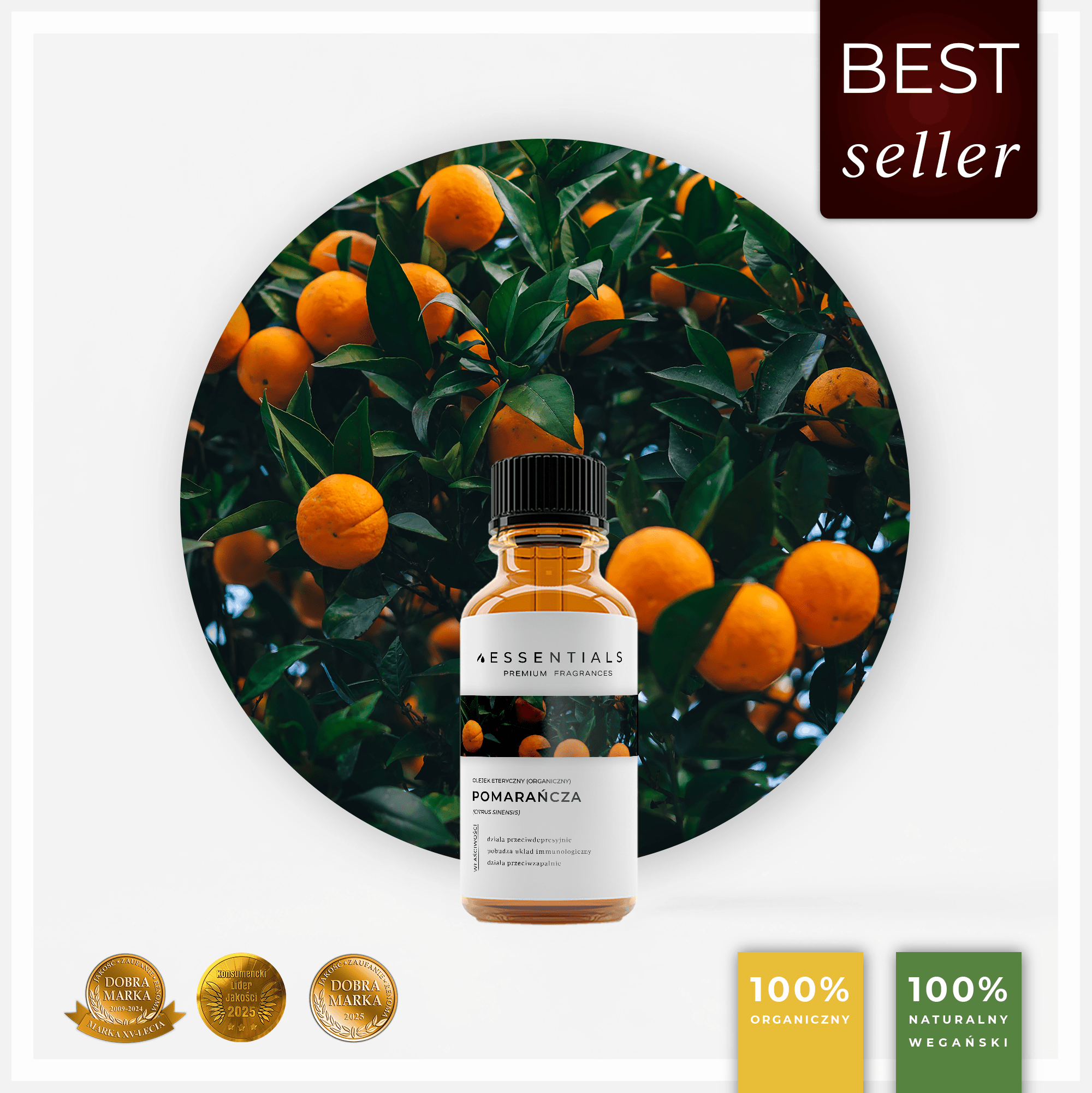 Olejek eteryczny ORGANICZNY Pomarańczowy (Citrus Sinensis)